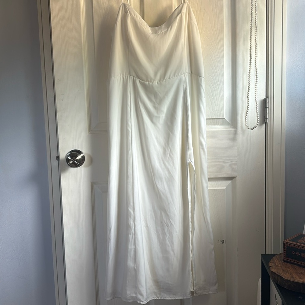 Abercrombie & Fitch High-Slit Midi Dress Off White Sz M